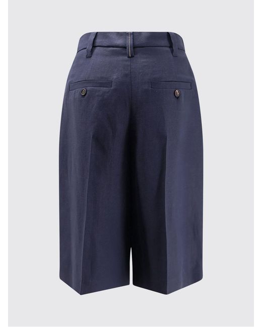 Brunello Cucinelli Blue Linen Blend Tailored Shorts