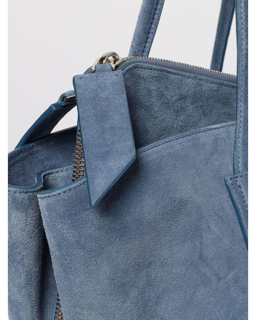 The Attico Blue La Passeggiata Medium Suede Bag