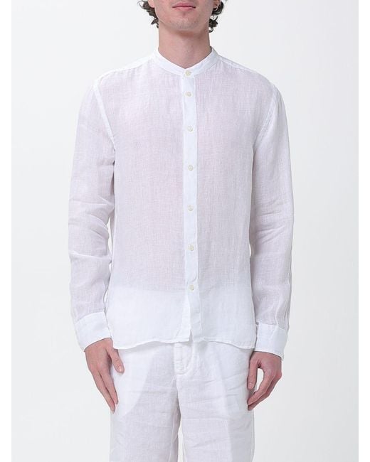 120% Lino White Classic Linen Shirt for men