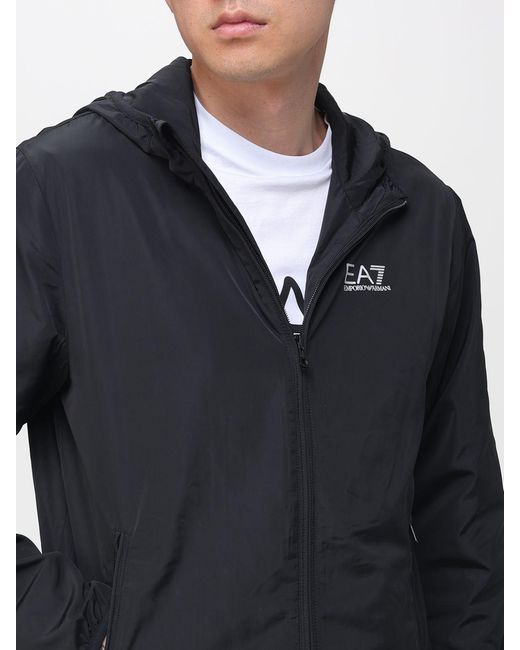 EA7 Blue Technical Fabric Hooded Jacket for men