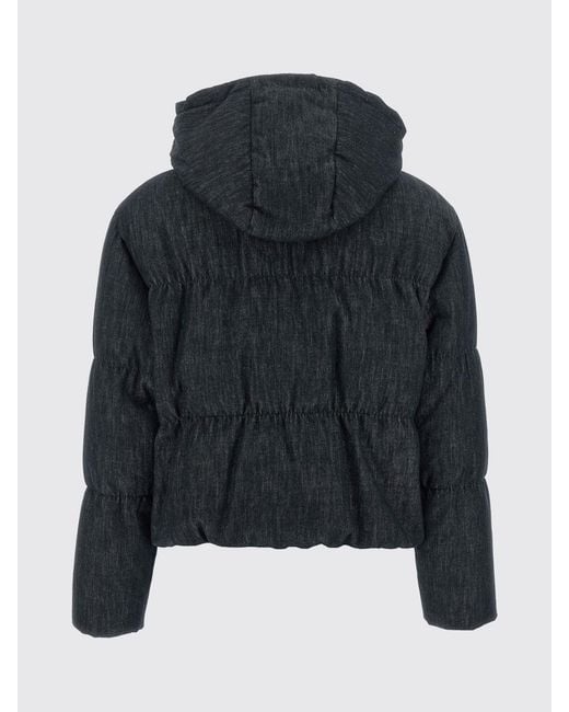 Brunello Cucinelli Blue Short Quilted Cotton Down Jacket With Hood And Zip Closure