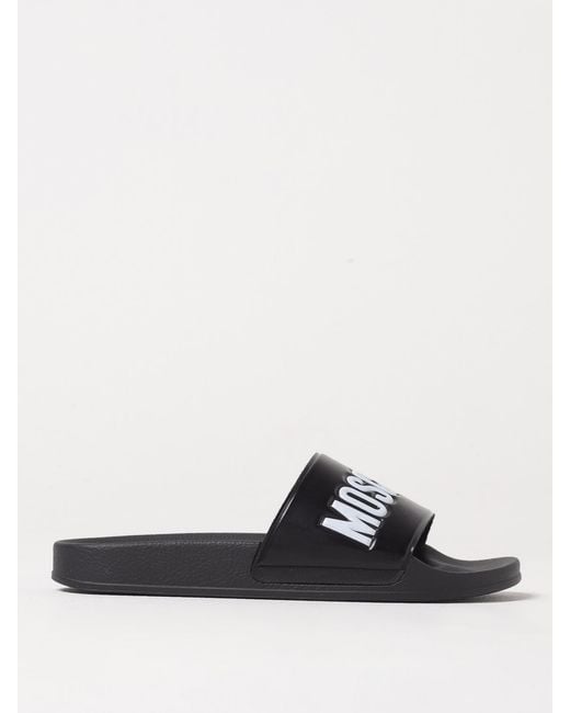 Moschino Couture White Rubber Sliders With Logo for men