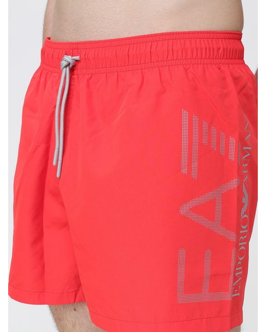 EA7 Red Polyester Swimsuit for men