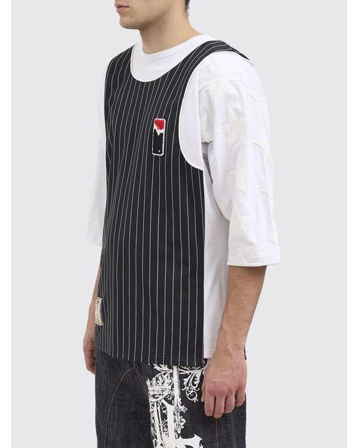 PDF Blue Striped Cotton T-Shirt With Slogan for men