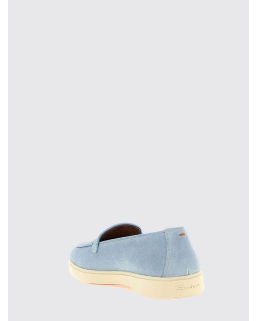 Santoni Blue Suede Loafer
