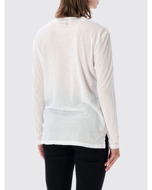 James Perse White Long-Sleeved Pure Cotton T-Shirt With Crew Neck