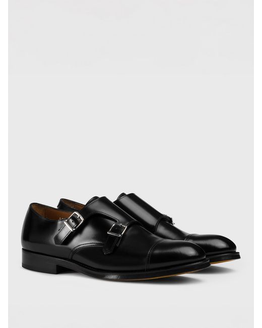 Doucal's Black Leather Monk Strap for men