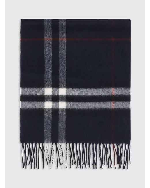 Burberry Blue Cashmere Check Scarf