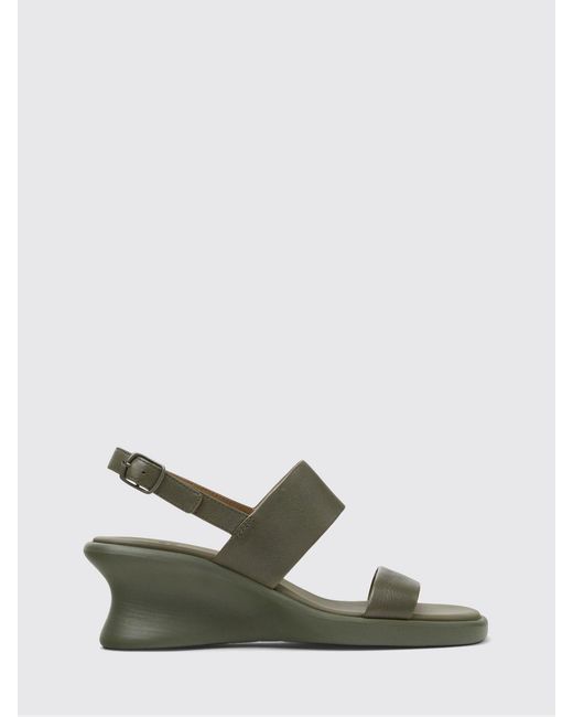 Camper Green Louise Leather Wedge Sandal
