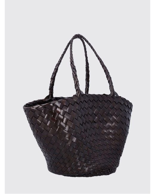 Dragon Diffusion Black Egola Fully Woven Leather Handbag With Double Handle