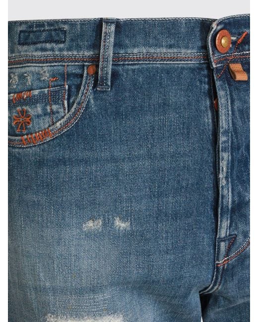 Jacob Cohen Blue Straight-Fit Five-Pocket Distressed Denim Jeans for men
