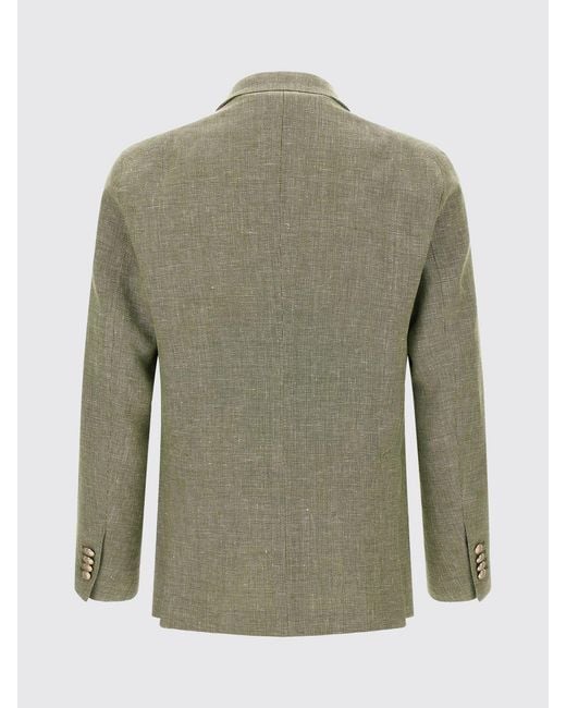 Tagliatore Green Double-Breasted Linen And Cotton Blazer for men