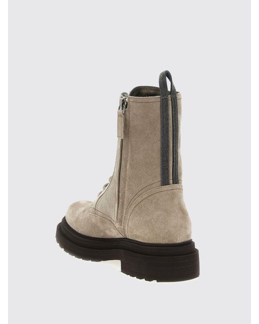 Brunello Cucinelli Natural Suede Combat Boots Monile