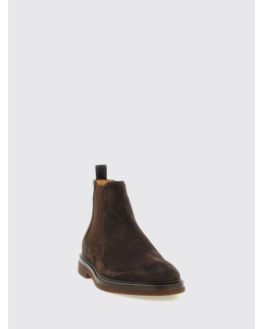 Brunello Cucinelli Brown Suede Calfskin Chelsea Boots With Rubber Soles for men