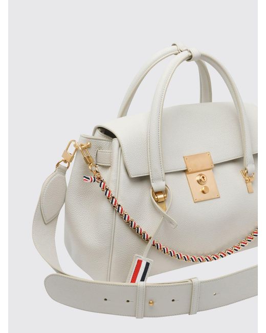 Thom Browne White Mrs.Thom Tasche Aus Genarbtem Leder