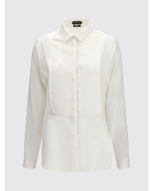 Tom Ford Gray Silk Dress Shirt With Pleated Bib