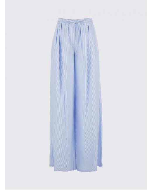 Dolce & Gabbana Blue Dolce &Amp Gabbana Striped Cotton Palazzo Trousers With Drawstring Waist