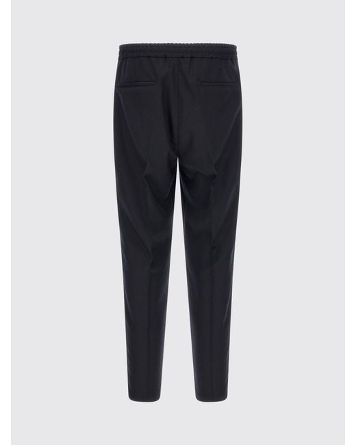 Brunello Cucinelli Blue Straight-Leg Wool Trousers With Drawstring Waist for men