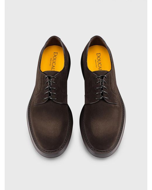 Doucal's Brown Suede Derby Shoes for men
