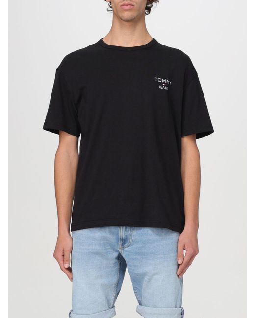 T-shirt in cotone di Tommy Hilfiger in Black da Uomo