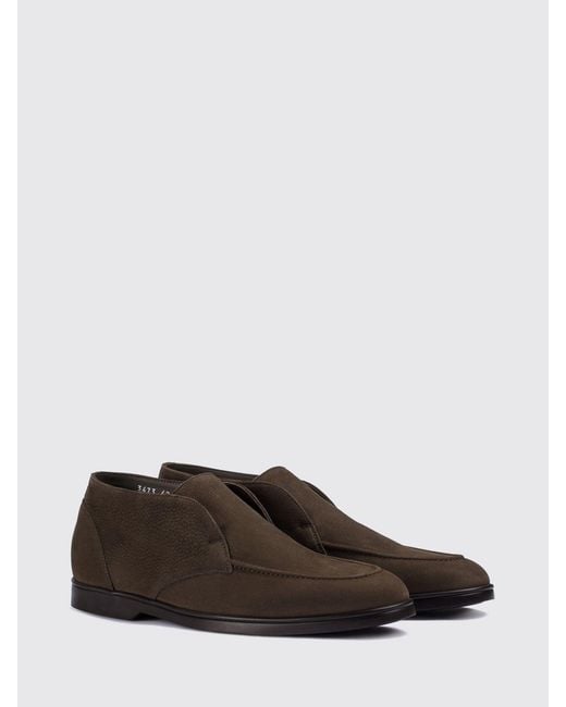Doucal's White Suede Calfskin Chukka Boots With Raised Apron Toe for men