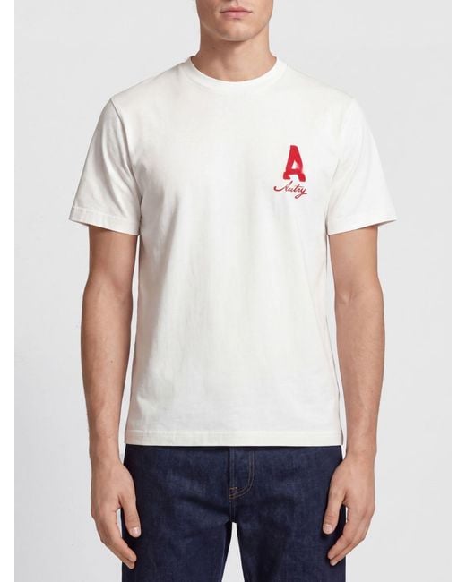 Autry White Contrast Logo Cotton T-Shirt for men