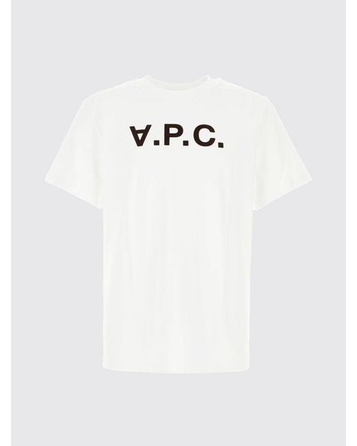 A.P.C. White Organic Cotton T-Shirt With Logo for men