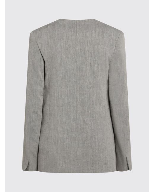 Loulou de Saison Gray Double Breasted Linen Blend Blazer