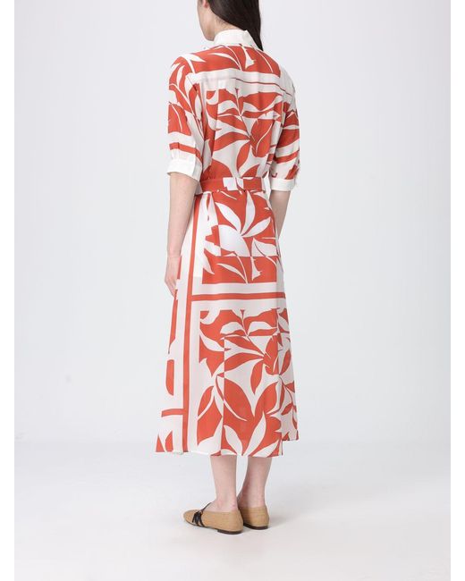 Max Mara White Floral Print Silk Shirt Dress