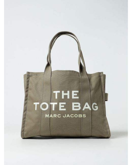 Borsa The Large Tote Bag in canvas con logo jacquard di Marc Jacobs in Green