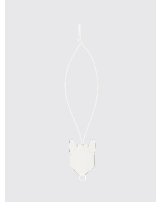 Loewe White Futurist Cat Calfskin Keychain With Engraved Logo And Metal Ring