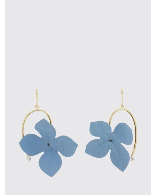 Marni Blue Brass Earrings With Flowers