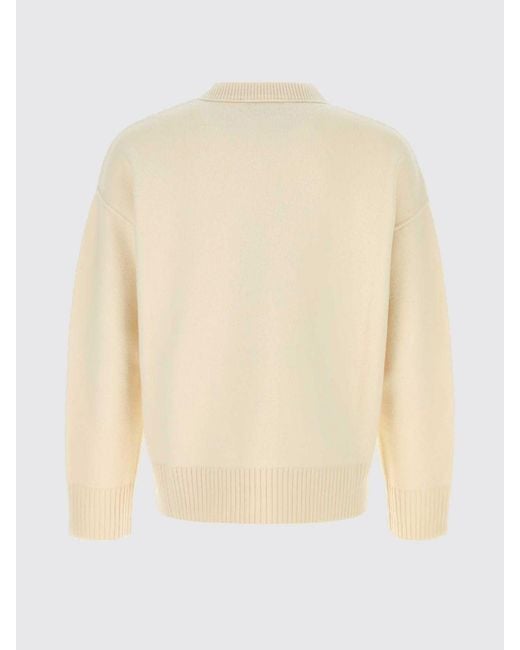 AMI Blue Crew-Neck Wool Jumper With Contrast Logo for men
