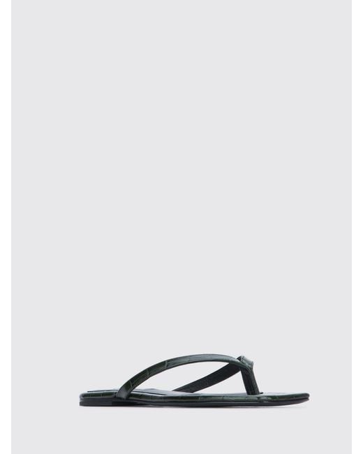 Totême  Green Croc-Print Leather Flip-Flops