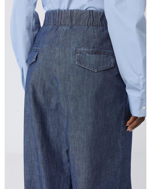 Jil Sander Blue Cotton Palazzo Trousers