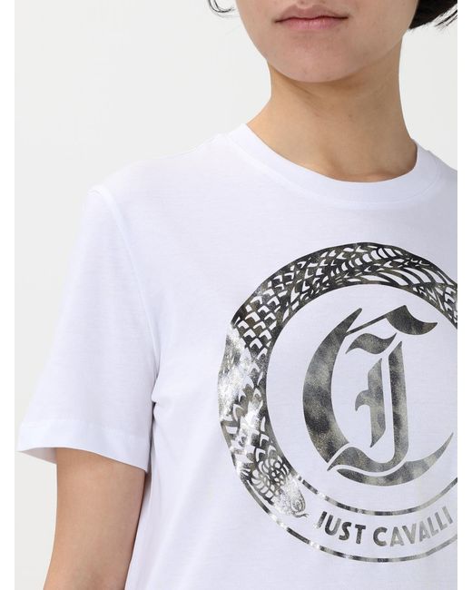 Just Cavalli White Logo Graphic Tee