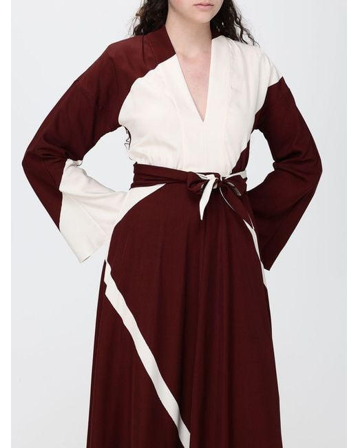 Alberta Ferretti Red Viscose Midi Dress
