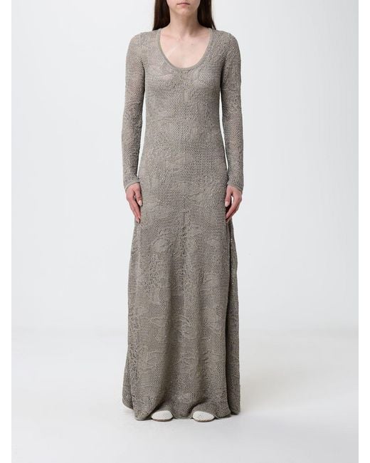 Fabiana Filippi Gray Long Knit Dress With Sequins