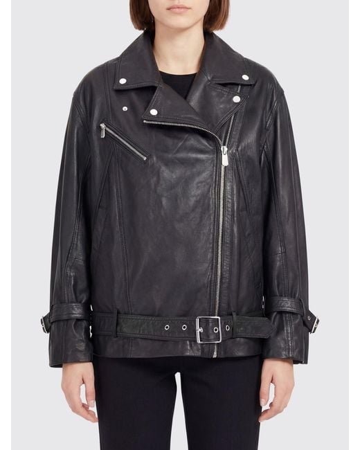 Pinko Black Leather Biker Jacket