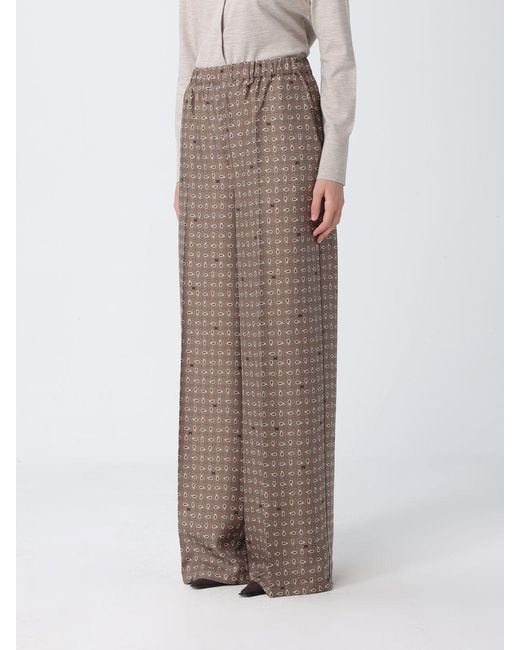 Max Mara Brown Printed Silk Palazzo Trousers