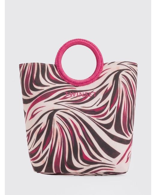 Twinset Pink Printed Twill Bag