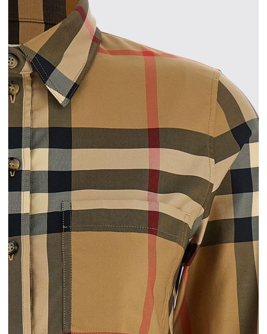 Burberry Brown Check Pattern Cotton Shirt With French Collar