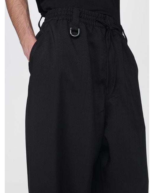 Y-3 Black Stretch Technical Fabric Wide Leg Trousers for men