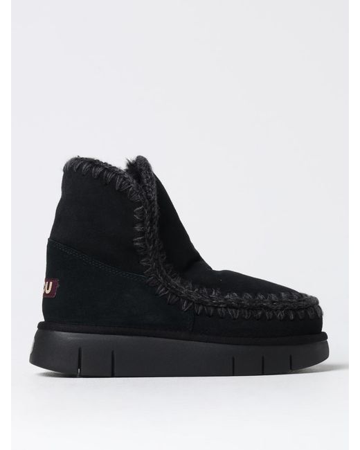 Mou Black Flat Ankle Boots