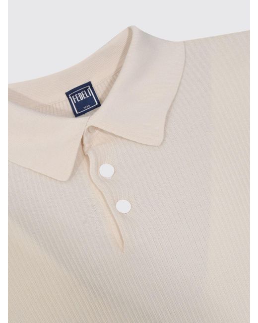Fedeli White Short-Sleeved Knit Polo for men