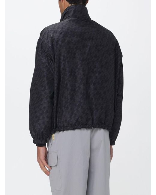 Fendi Blue Nylon Windbreaker With Hood for men