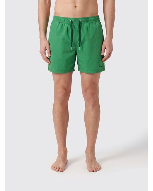 Mc2 Saint Barth Green Short Swim Shorts With Elasticated Drawstring Waist for men