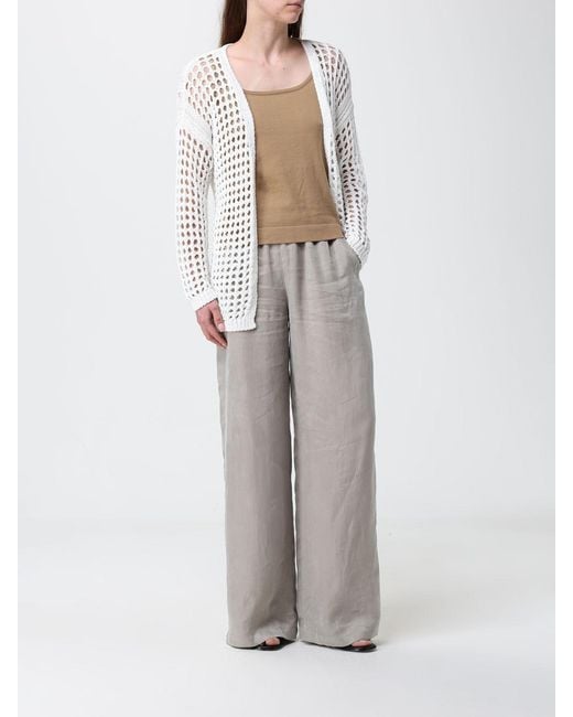 Max Mara Pure White Cotton Knit Openwork Cardigan
