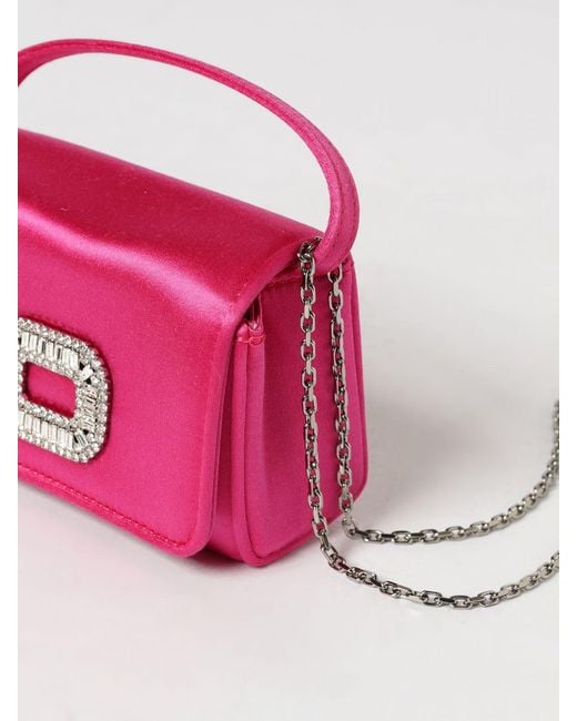 Roger Vivier Pink Pilgrim Satin Bag With Jewel Buckle