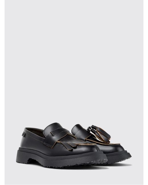 Camper White Twins Leather Loafers With Fringes And Tassels
